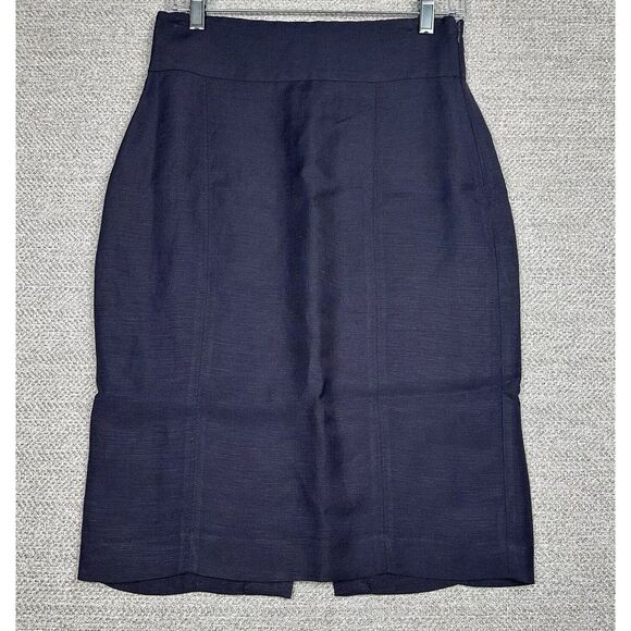 Zara Dresses & Skirts - Zara Woman Sz M Pencil Skirt Blue Linen High Waist Knee Office Career